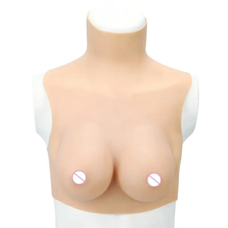 High-neck silicone breastplate on a mannequin